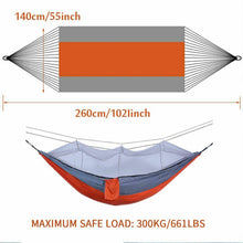 Load image into Gallery viewer, Double Camping Hammock with Mosquito Net Nylon Tent Hanging Bed Outdoor w/ Strap
