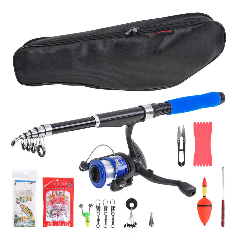 2.1m Portable Fishing Rod Combo Spinning Reel Pole Set w/Bag and tackle